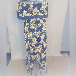 Blue floral romper